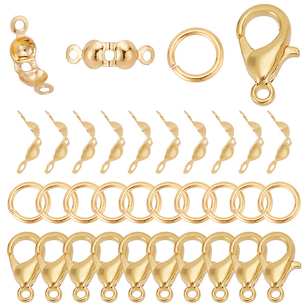 

PandaHall GOMAKERER 30Pcs Brass Lobster Claw Clasps with 30Pcs Open Jump Rings & 30Pcs Bead Tips, Real 18K Gold Plated, Lobster Claw Clasps...
