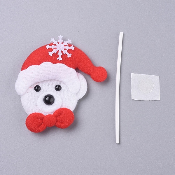 

PandaHall Bear Shape Christmas Cupcake Cake Topper Decoration, for Party Christmas Decoration Supplies, White, 83x79x10mm Fibre Bear White