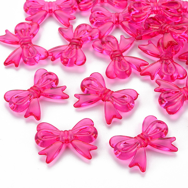 

PandaHall Transparent Acrylic Beads, Bowknot, Camellia, 23x29.5x6mm, Hole: 1.6mm, about 293pcs/500g Acrylic Bowknot Pink