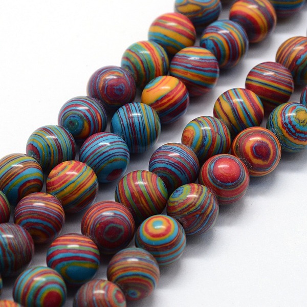 

PandaHall Synthetic Malachite Beads Strands, Dyed, Round, Colorful, 6mm, Hole: 0.5mm, about 63pcs/strand, 14.96 inch(38cm) Malachite Round