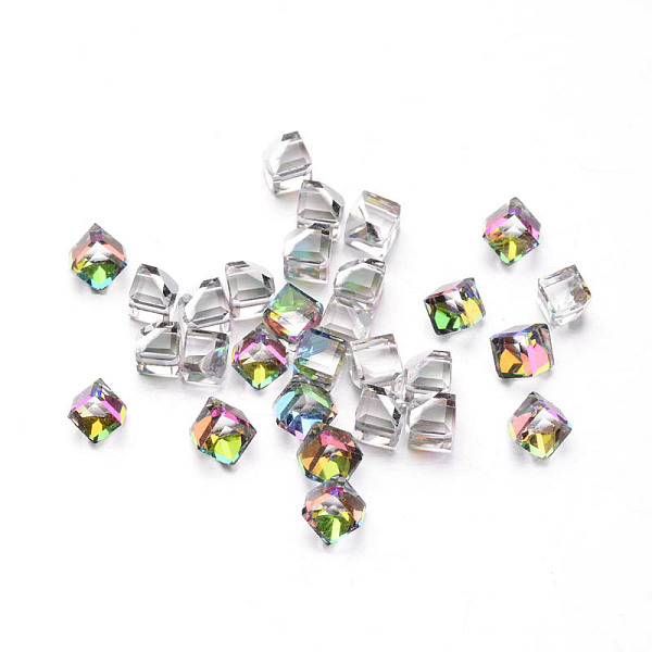 

PandaHall Faceted Cube Glass Cabochons, Colorful, 8x8x8mm Glass Cube
