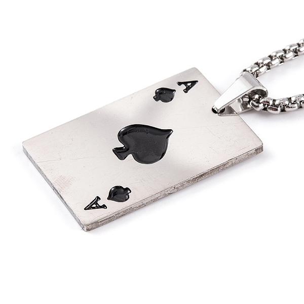 

PandaHall Poker 201 Stainless Steel Pendant Necklaces, with Enamel, Box Chains, Black, 23.54 inch(59.8cm) 201 Stainless Steel Playing Theme...