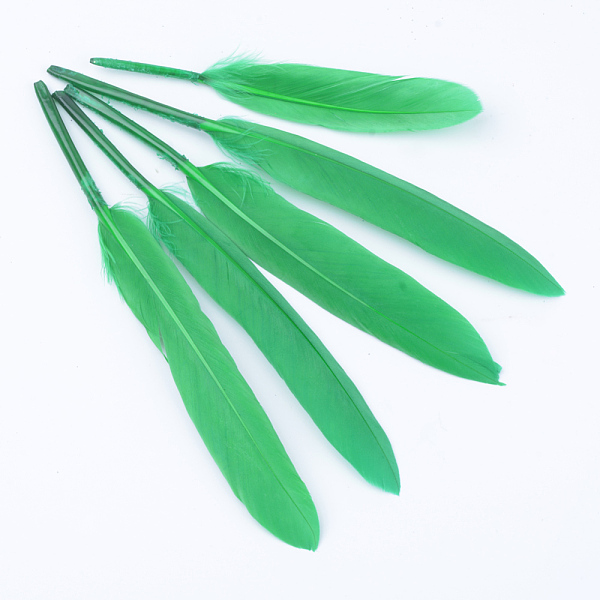 

PandaHall Goose Feather Costume Accessories, Dyed, Green, 100~175x13~25mm Feather Feather Green