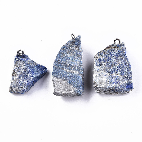 

PandaHall Natural Lapis Lazuli Pendants, Rough Raw Stone, with 304 Stainless Steel Loops, Nuggets, 25~45x20~31x10~20mm, Hole: 2mm Lapis...