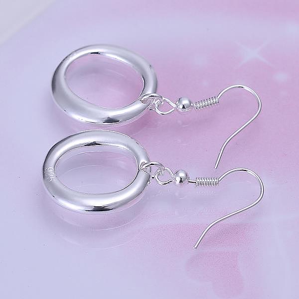 

PandaHall Ring Brass Dangle Earrings, Silver Color Plated, 47x25mm Brass