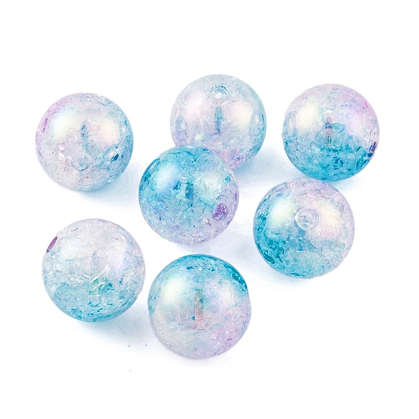

PandaHall UV Plating Rainbow Iridescent Two Tone Acrylic Beads, Crackle Style, Round, Deep Sky Blue, 15.5mm, Hole: 2.7mm Acrylic Round