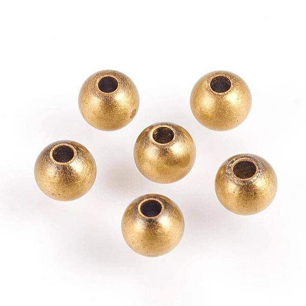 

PandaHall Brass Beads, Round, Brushed Antique Bronze, 4mm, Hole: 1mm Brass Round