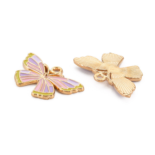 

PandaHall Alloy Enamel Pendant, Cadmium Free & Lead Free, Light Gold, Butterfly, Pink, 15.5x25x2mm, Hole: 1.6mm Alloy+Enamel Butterfly Pink