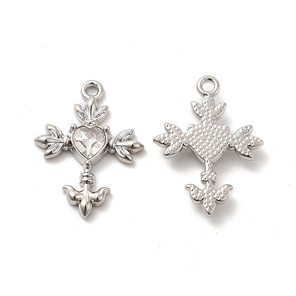 

PandaHall Glass Heart Cross Pendants, with Platinum Alloy Finding, Long-Lasting Plated, Cadmium Free & Lead Free, Clear, 23.5x19x3.5mm, Hole...