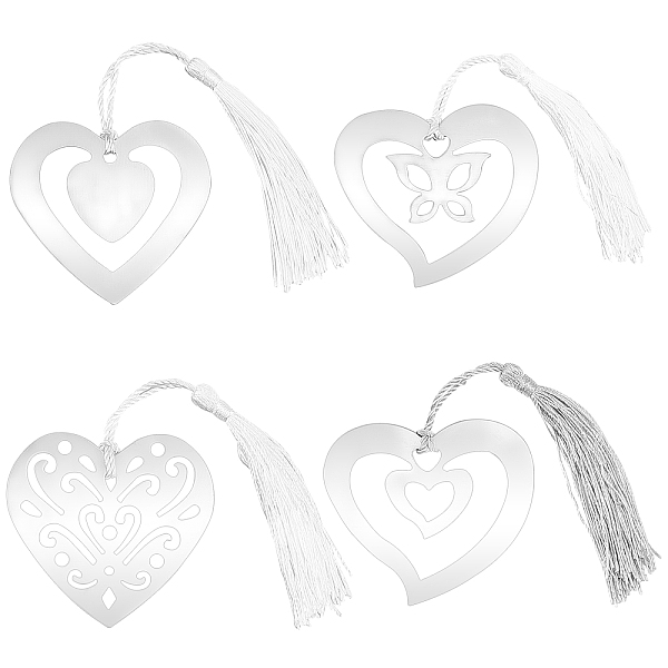 

PandaHall AHANDMAKER 8 Pcs Stainless Steel Bookmarks, Unique Heart Bookmark, Metal Hollow Bookmark with Tassels for Book Lovers Wedding..., Multicolor