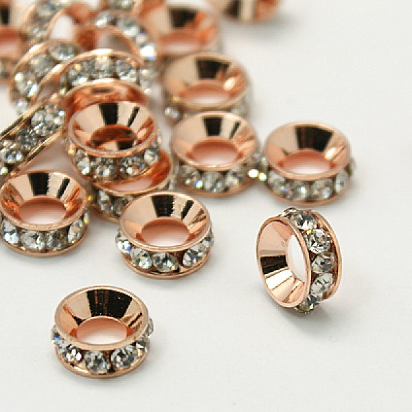 

PandaHall Brass Rhinestone Spacer Beads, Grade A, Rondelle, Crystal, 9x4mm Brass+Rhinestone Rondelle Clear