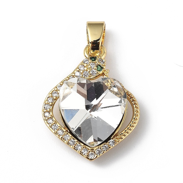 

PandaHall Real 18K Gold Plated Rack Plating Brass Micro Pave Clear Cubic Zirconia Pendants, with Glass, Long-Lasting Plated, Cadmium Free &...
