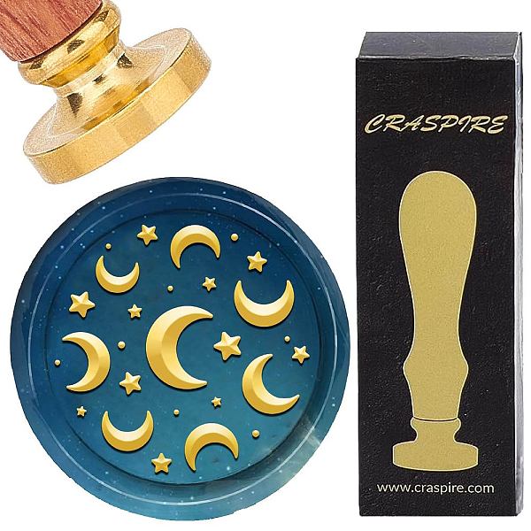 

PandaHall CRASPIRE Moon Star Wax Seal Stamp Vintage 25mm Removable Brass Head Wood Handle Sealing Wax Stamp for Wedding Birthday Party...