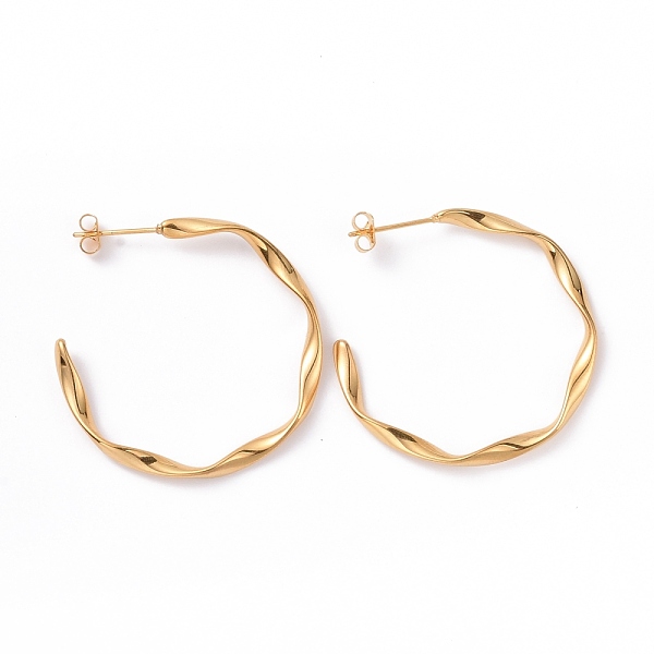 

PandaHall 201 Stainless Steel Wave C-shape Stud Earrings with 304 Stainless Steel Pins, Half Hoop Earrings for Women, Golden, 35.5x34.5x3mm...