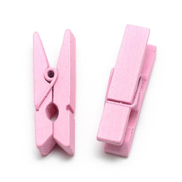 

PandaHall Dyed Wooden Craft Pegs Clips, Pink, 35x7x10mm Wood Pink