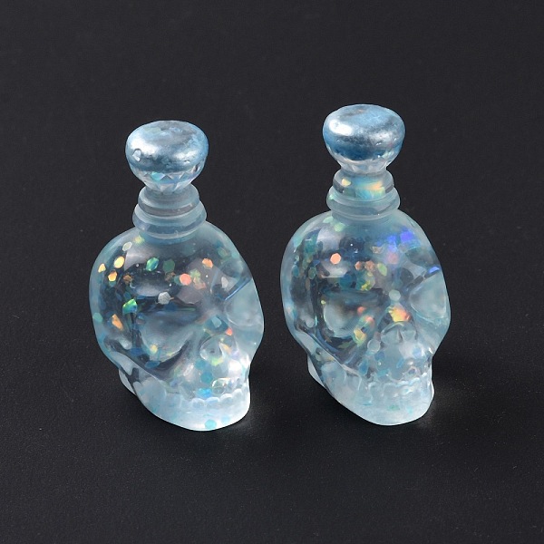

PandaHall Dummy Bottle Transparent Resin Cabochon, with Sequins, Light Sky Blue, 27x18.5x14.5mm Resin Bottle