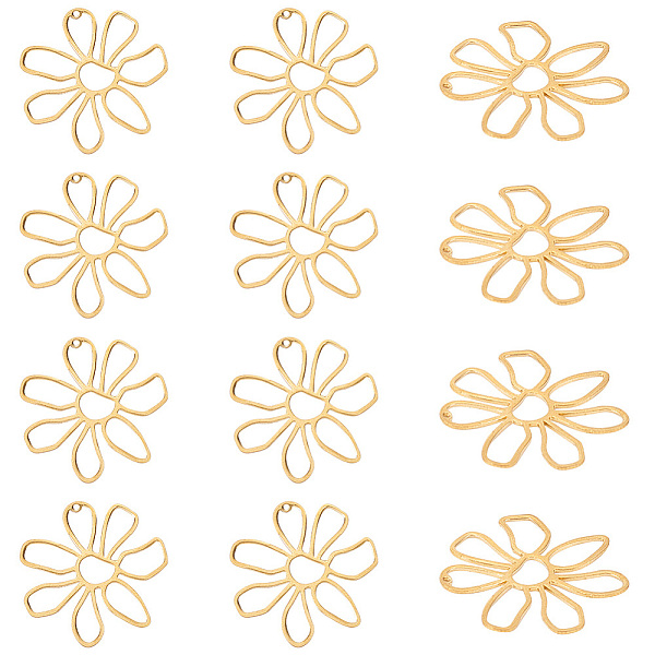

PandaHall BENECREAT 12Pcs Brass Pendants, Hollow, Flower Charm, Raw(Unplated), 34x36x1mm, Hole: 1.2mm Brass Flower