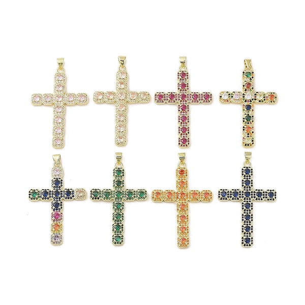 

PandaHall Real 18K Gold Plated Brass Micro Pave Cubic Zirconia Pendants, with Glass, Cross, Mixed Color, 44.5x39.5x3.5mm, Hole: 3.3x3.8mm..., Multicolor