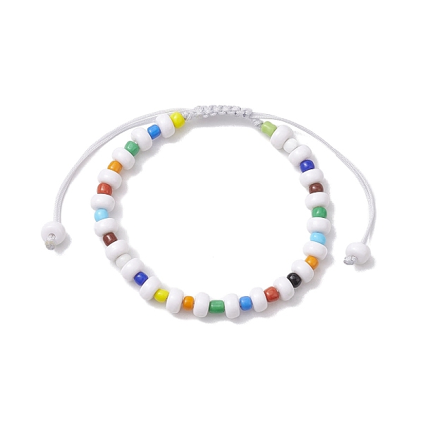 

PandaHall Acrylic & Colorful Glass Seed Braided Bead Bracelets, Adjustable Bracelets for Women, White, Inner Diameter: 2-1/8~3-5/8 inch...