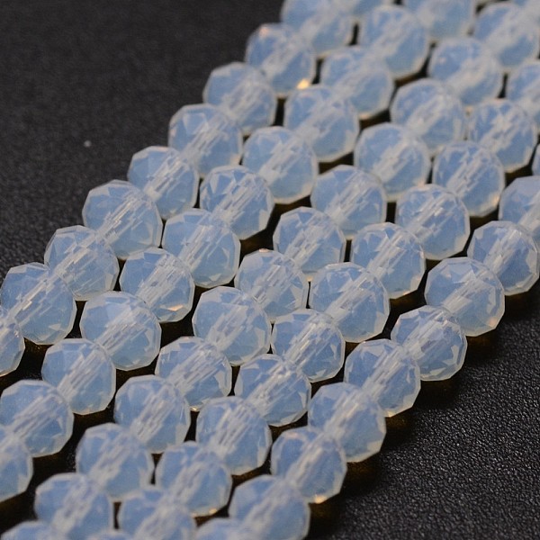 

PandaHall Opalite Bead Strands, Rondelle, Faceted, Azure, 2~3x2mm, Hole: 1mm, about 200pcs/strand, 17.32 inch Opalite Rondelle Blue