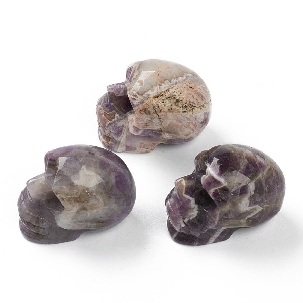 

PandaHall Halloween Natural Amethyst Home Decorations, Skull, 38~38.5x32~32.5x49~50mm Amethyst Skull