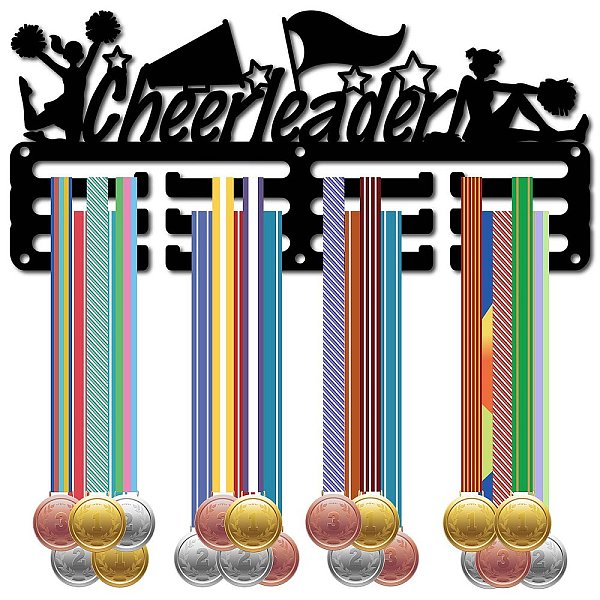 

PandaHall CREATCABIN Cheerleader Medal Hangers Medal Holder Display Rack Sports Metal Hanging Awards Iron Small Mount Decor for Wall Home..., Black