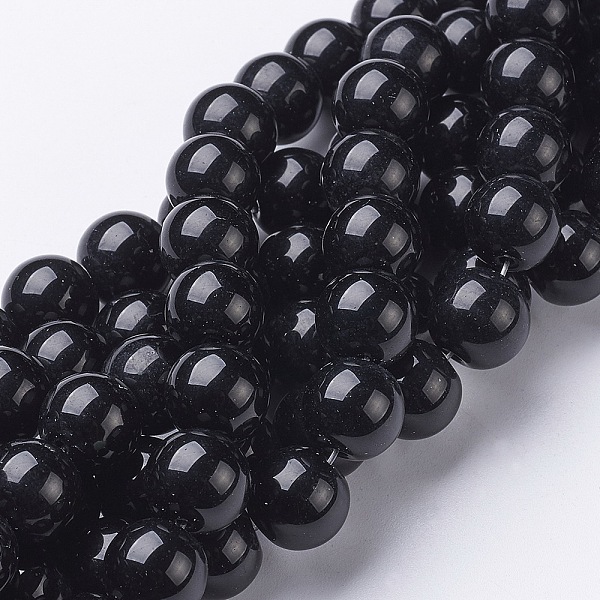 

PandaHall Black Glass Round Beads Strands, about 12mm in diameter, hole: 1mm, 29pcs/strand, 14 inch Glass Round Black