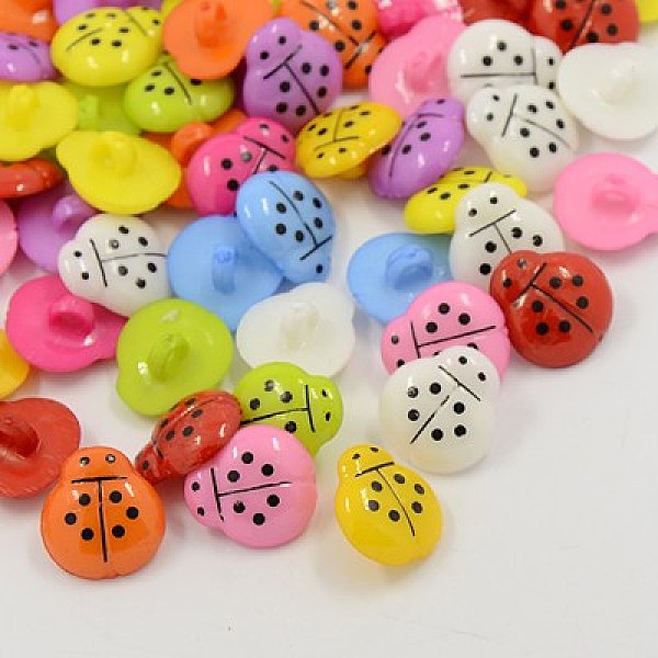 

PandaHall Acrylic Shank Buttons, 1-Hole, Dyed, Ladybug, Mixed Color, 16x15x4mm, Hole: 3mm Acrylic Ladybug Multicolor