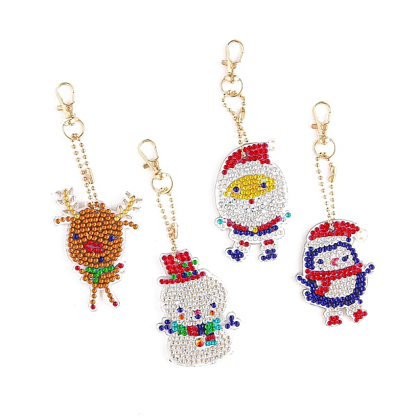 

PandaHall Christmas Theme DIY Diamond Painting Keychain Kit, Including Acrylic Board, Keychain Clasp, Bead Chain, Resin Rhinestones Bag...