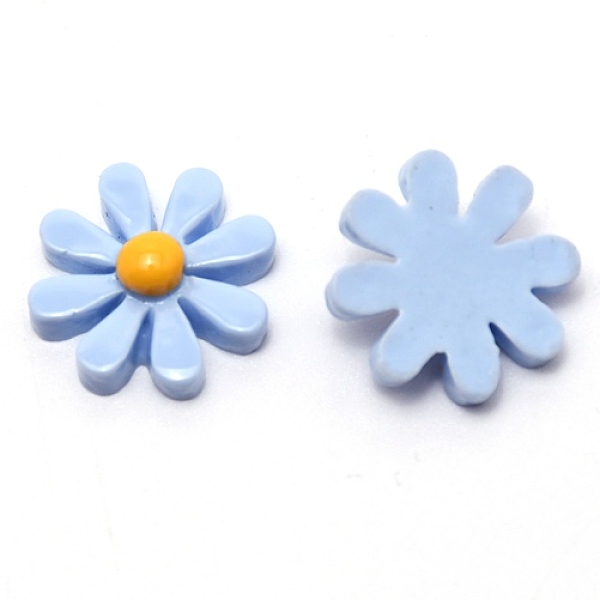 

PandaHall Resin Cabochons, Flower/Daisy, Sky Blue, 16.5x5.5mm Resin Flower