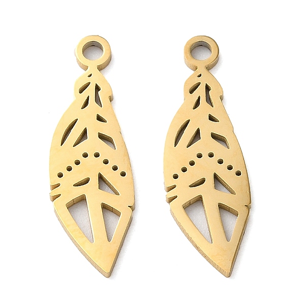 

PandaHall 304 Stainless Steel Pendants, Manual Polishing, Leaf Charms, Golden, 20x6.5x1mm, Hole: 1.6mm 304 Stainless Steel Leaf