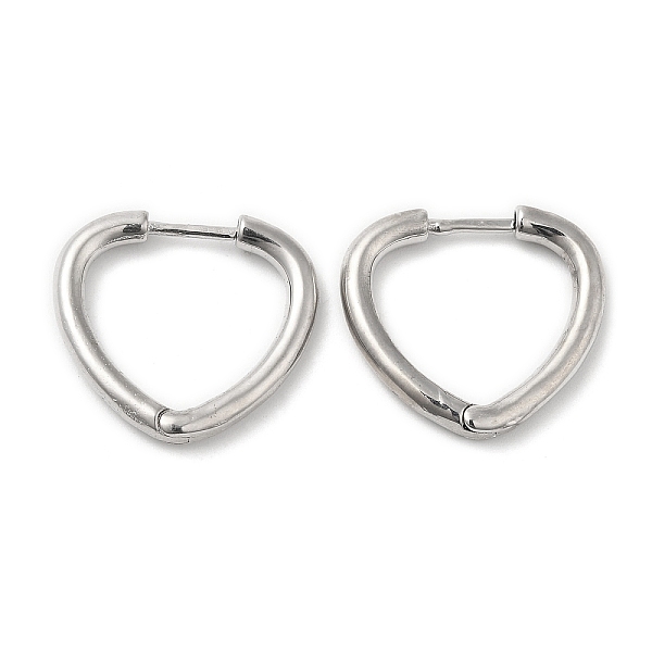 

PandaHall Rack Plating Brass Heart Hoop Earrings for Women, Long-Lasting Plated, Lead Free & Cadmium Free, Platinum, 19x21x3mm Brass