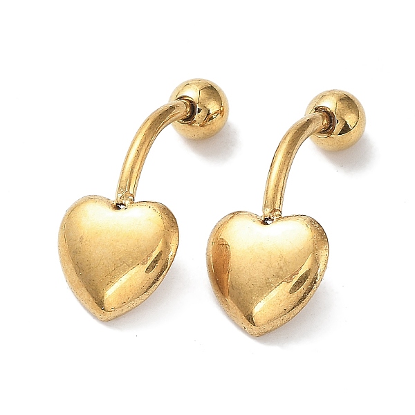 

PandaHall Ion Plating(IP) 304 Stainless Steel Body Jewelry, Belly Rings/Stud Earrings, Heart, for Women, Real 18K Gold Plated...