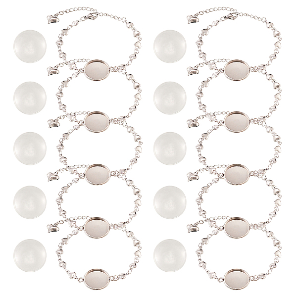 

PandaHall DIY Bracelet Making, with 304 Stainless Steel 304 Stainless Steel Bracelet Making and Transparent Glass Dome Cabochons, Clear...