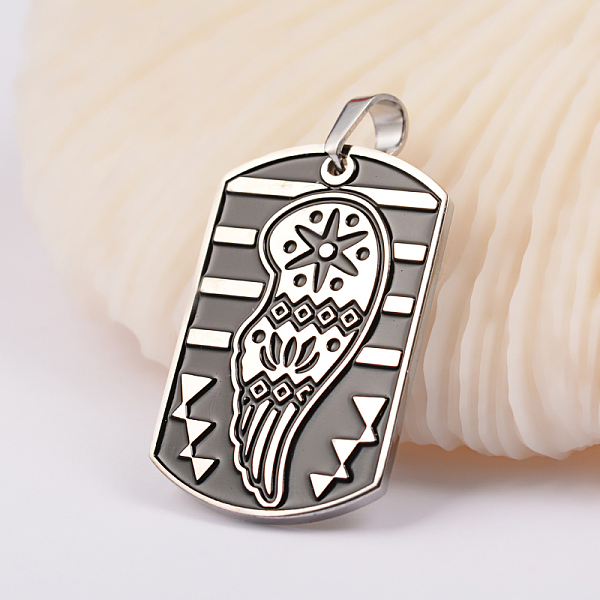 

PandaHall 304 Stainless Steel Enamel Pendants, Rectangle with Wing Pattern, Antique Silver, 40x21.5x2mm, Hole: 5x6.5mm Stainless...