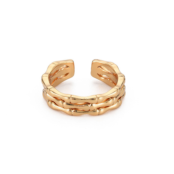 

PandaHall Skeleton Bone Shape Brass Cuff Ring, Open Ring for Women, Nickel Free, Golden, US Size 6 1/4(16.7mm) Brass