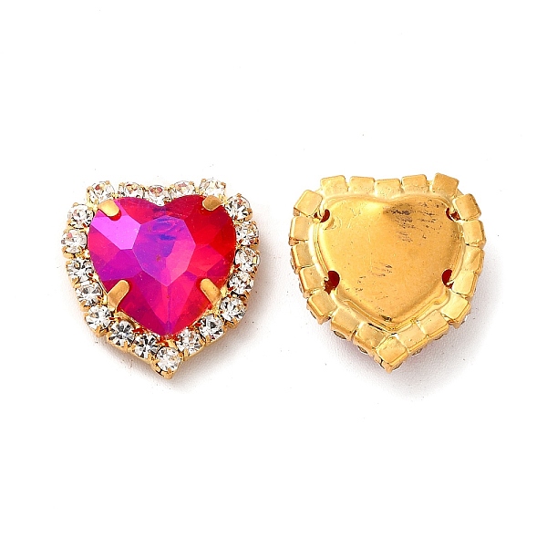 

PandaHall Moonlight Effect Heart Sew on Rhinestone, Multi-strand Links, with Golden Tone Brass Prong Settings, Garments Accessories, Fuchsia..., Purple
