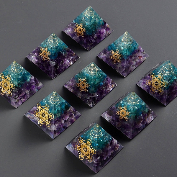 

PandaHall Orgonite Pyramid Resin Energy Generators, Reiki Natural Amethyst Chips Inside for Home Office Desk Decoration, 50x50x50mm Amethyst...