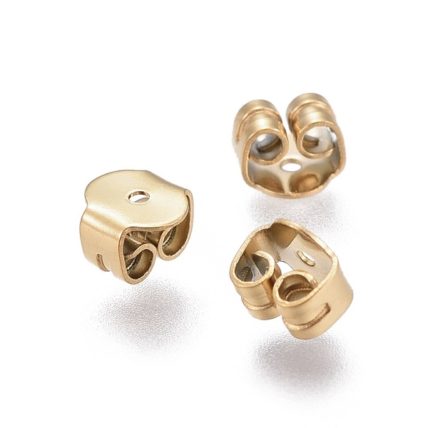 

PandaHall Ion Plating(IP) 304 Stainless Steel Ear Nuts, Earring Backs, Golden, 5x5x3.5mm, Hole: 0.8mm 304 Stainless Steel