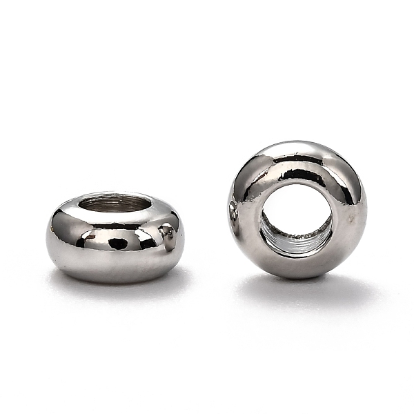 

PandaHall Brass Spacer Beads, Long-Lasting Plated, Rondelle, Platinum, 8x4mm, Hole: 4mm Brass Rondelle