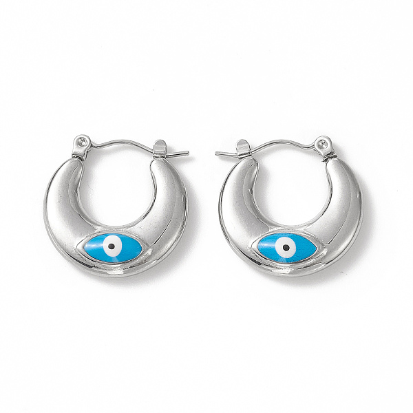 

PandaHall 316 Stainless Steel Hoop Earrings, Enamel Evil Eye Earring for Women, Deep Sky Blue, 20x20x5mm, Pin: 0.8mm 316 Surgical Stainless...