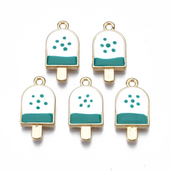 

PandaHall Rack Plating Alloy Enamel Pendants, Light Gold, Cadmium Free & Nickel Free & Lead Free, Ice Cream, Teal, 22x11x3mm, Hole: 1.8mm..., Cyan