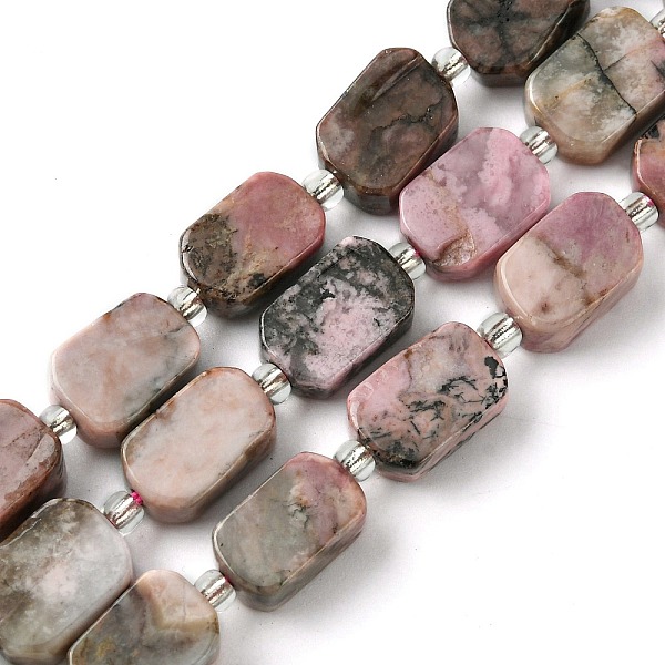 

PandaHall Natural Rhodonite Beads Strands, with Seed Beads, Rectangle, 11.5~12.5x7.5~10x5~6.5mm, Hole: 0.8~0.9mm, about 13pcs/strand...