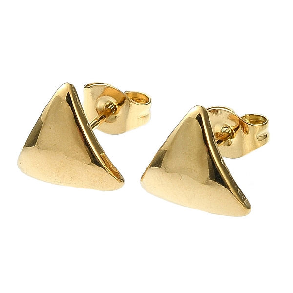 

PandaHall Ion Plating(IP) 201 Stainless Steel Stud Earrings, with 304 Stainless Steel Pins, Plain Triangle, Real 18K Gold Plated, 9x10mm 201...