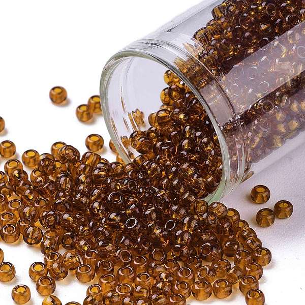 

PandaHall TOHO Round Seed Beads, Japanese Seed Beads, (941) Transparent Smoked Topaz, 8/0, 3mm, Hole: 1mm, about 222pcs/bottle, 10g/bottle..., Brown