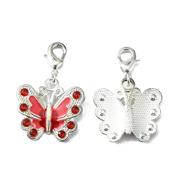 

PandaHall Silver Plated Alloy Enamel Rhinestone Pendants, with Brass Finding, Butterfly, Red, 33mm Alloy Rhinestone+Enamel Butterfly Red