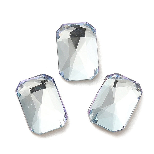 

PandaHall Glass Rhinestone Cabochons, Point Back & Back Plated, Faceted, Rectangle, Light Azore, 8x5.5x2.5mm Glass Rhinestone Rectangle Blue