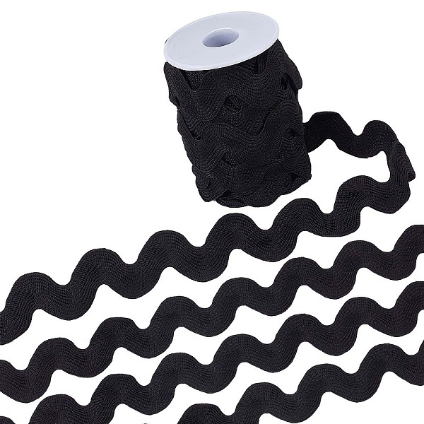 

PandaHall GORGECRAFT 20mm RIC Rac Ribbon 10 Yards Black Wave Sewing Bending Fringe Trim Woven Braided Fabric Lace for DIY Crafts Clothes...