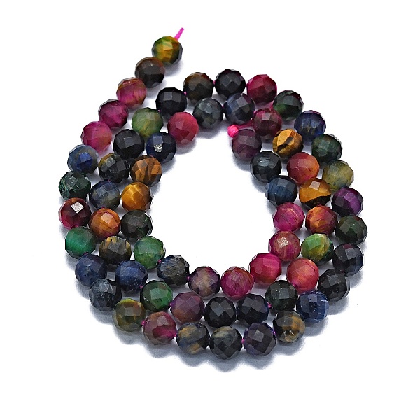 

PandaHall Dyed & Heated Natural Tiger Eye Beads Strands, Faceted(64 Facets), Round, 6mm, Hole: 0.8mm, about 62~67pcs/strand, 15.16~15.55...
