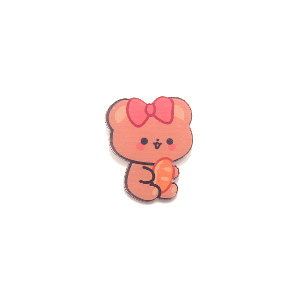 

PandaHall Bear with Bowknot Brooch Pin, Cute Animal Acrylic Lapel Pin for Backpack Clothes, White, Tomato, 31x26x7mm Acrylic Red